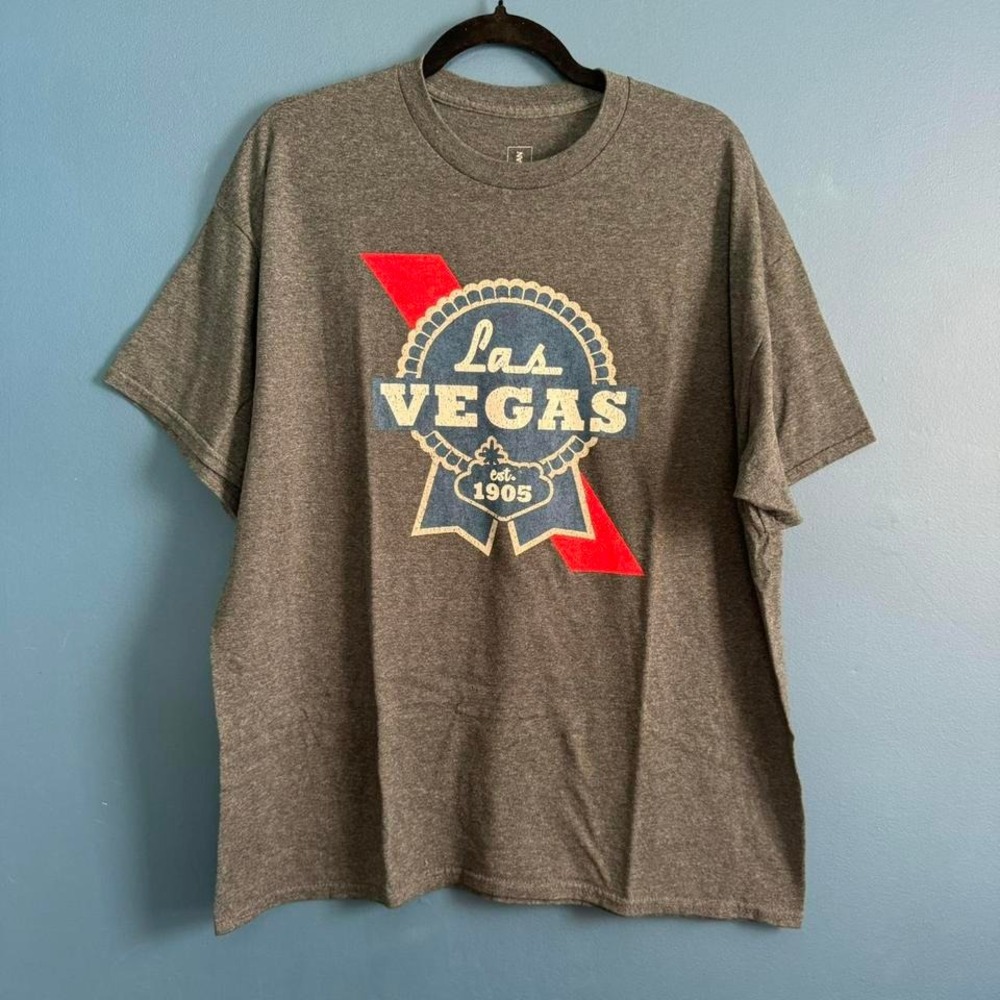 Las Vegas T Shirt Men's Size XL Gray PBR‎ Cotton Blend Crewneck Short Sleeve Tee